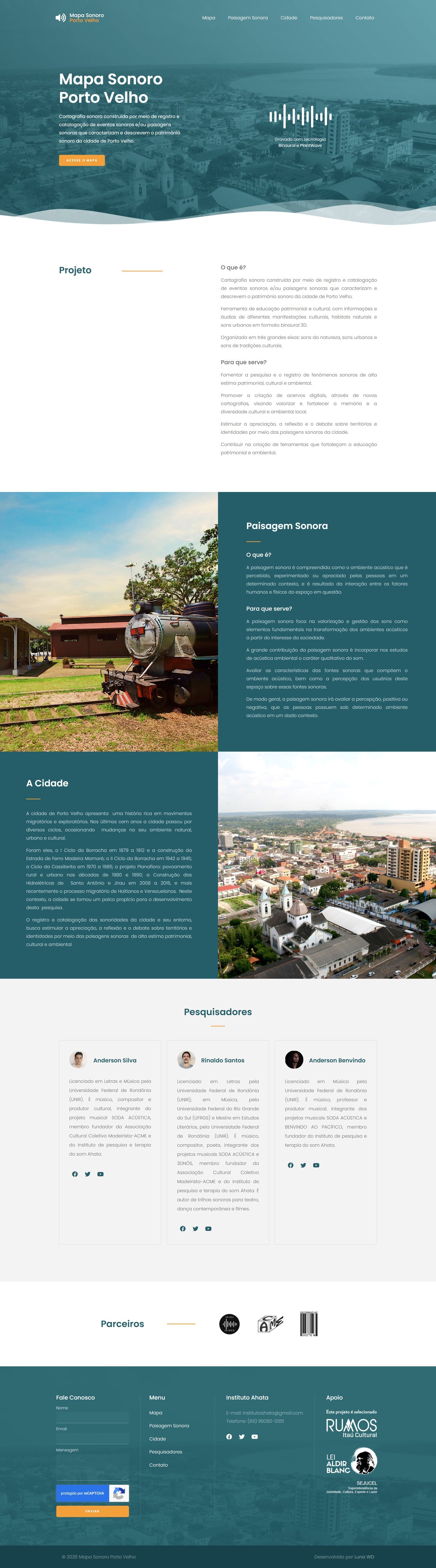 Rolagem completa do site Mapa Sonoro de Porto Velho